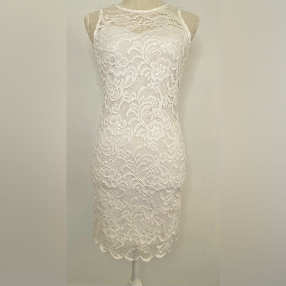 Short white lace dress